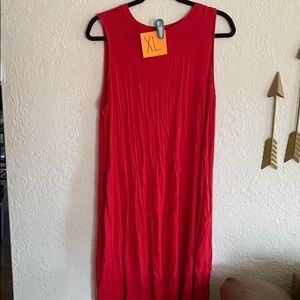 Red trapeze dress